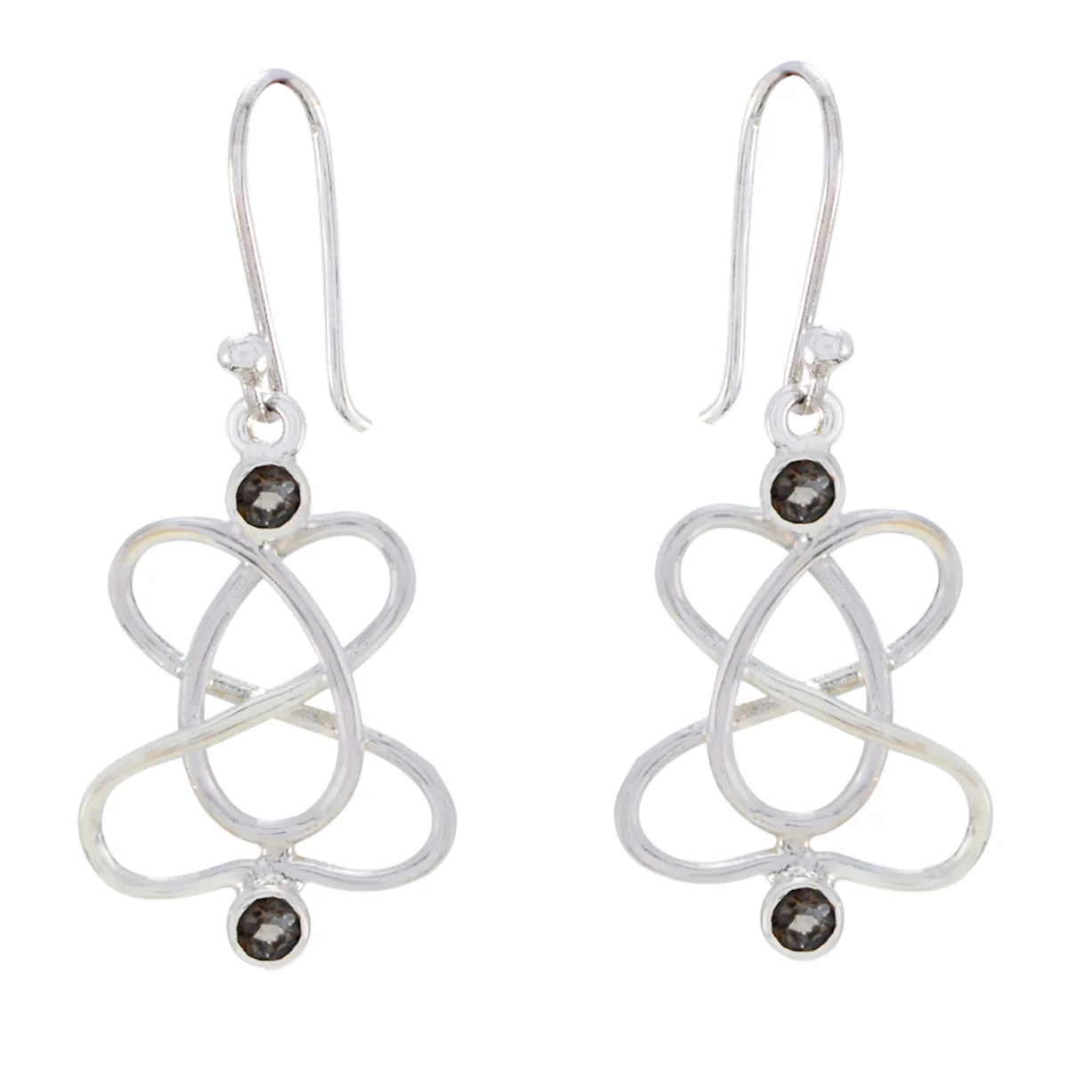 Smoky Quartz Moroccan Noelia multiple Dangle Brown 925 Silver Earring