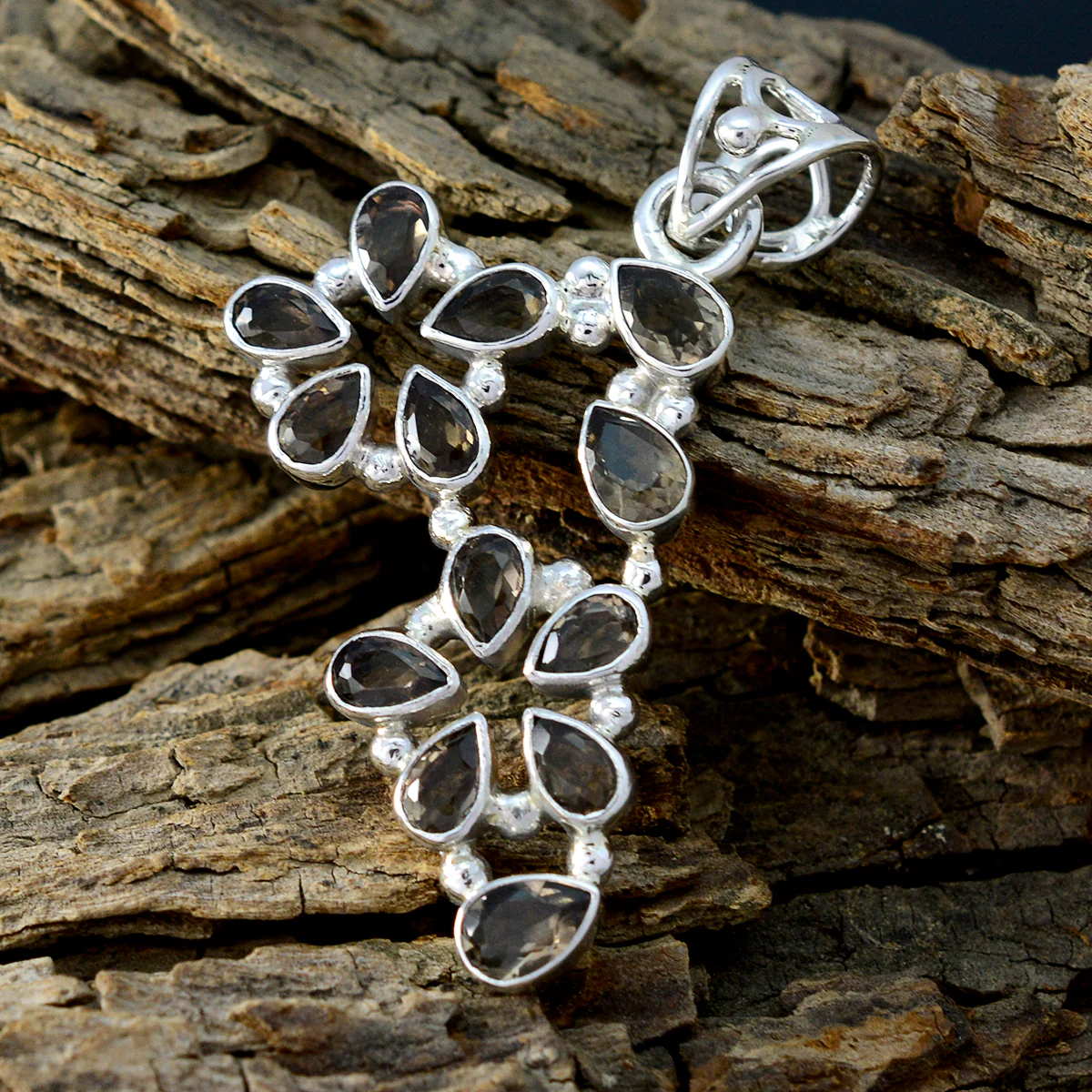 smoky quartz Slim Mexican 92.5 Silver multiple Hanna Luxurious Brown Pendant Jewellery - Image 3