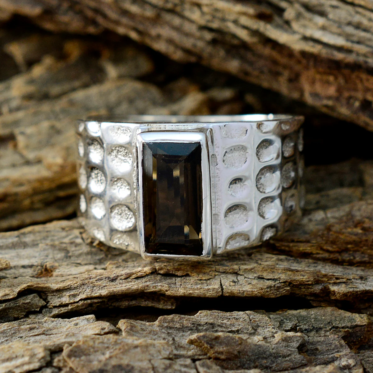 smoky quartz Solitaire African 92.5 Silver Brown Gems Minimal Feminine Ring Jewellery - Image 3