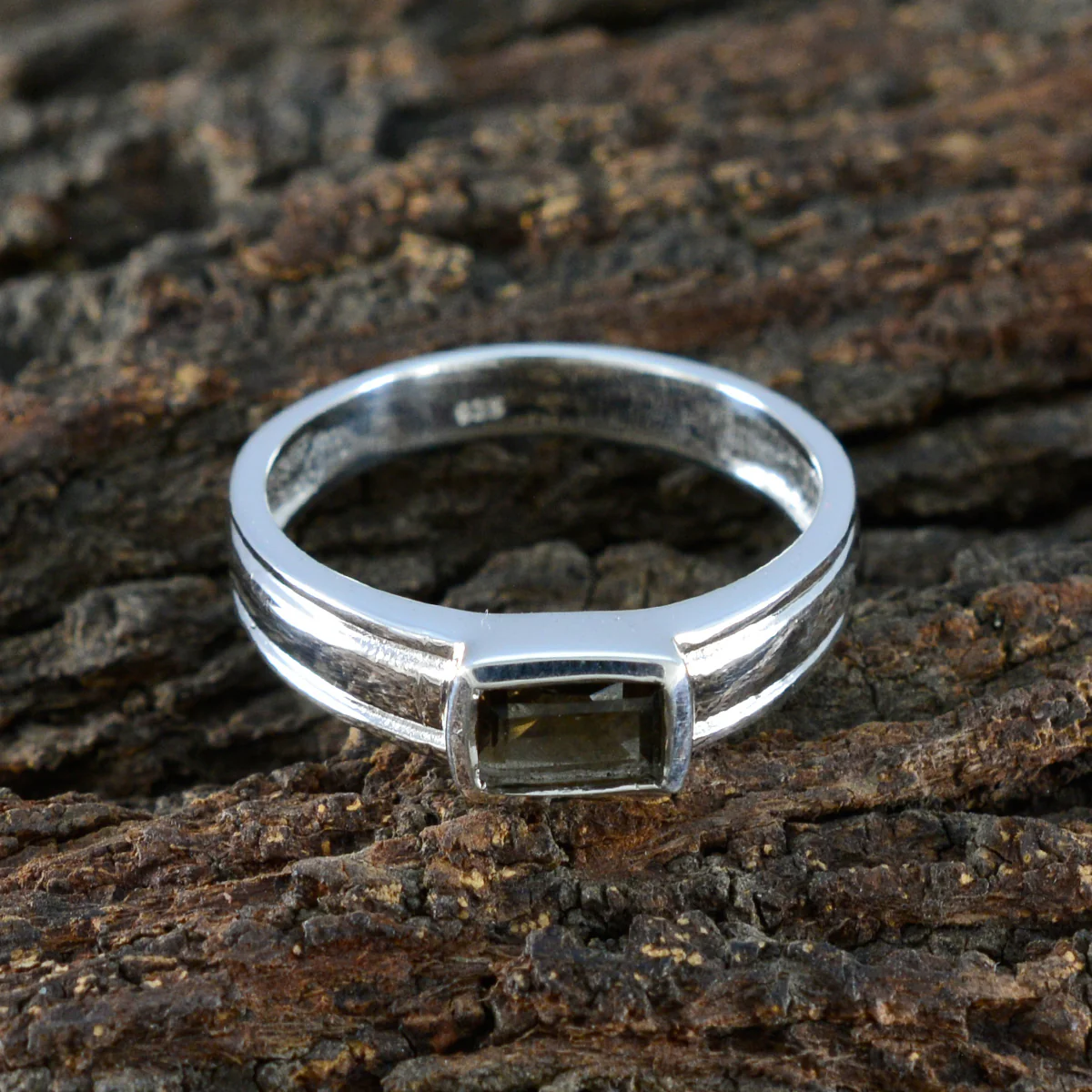 Smoky Quartz Solitaire African 92.5 Silver Brown Gemstones Slim Glamorous Ring Jewellery - Image 3