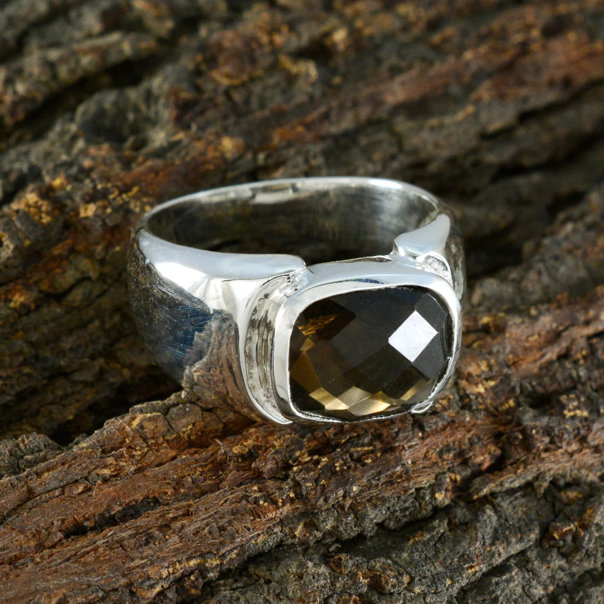Smoky Quartz Solitaire African 925 Sterling Silver Brown Gems Essential Modern Ring Jewelry - Image 3