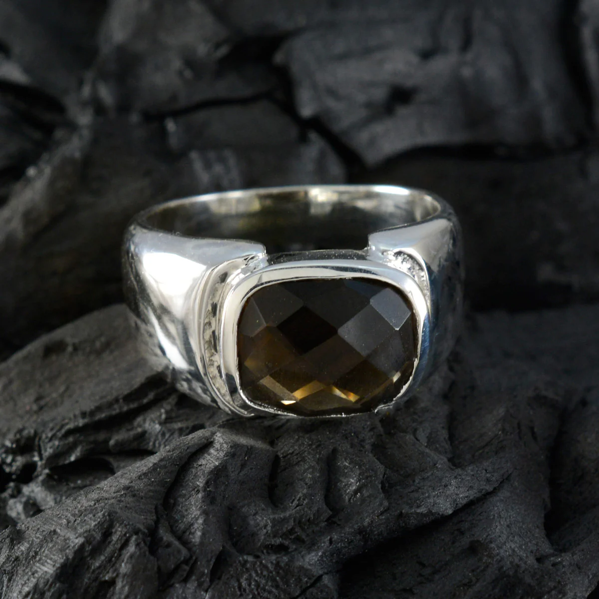 Smoky Quartz Solitaire African 925 Sterling Silver Brown Gems Essential Modern Ring Jewelry - Image 4