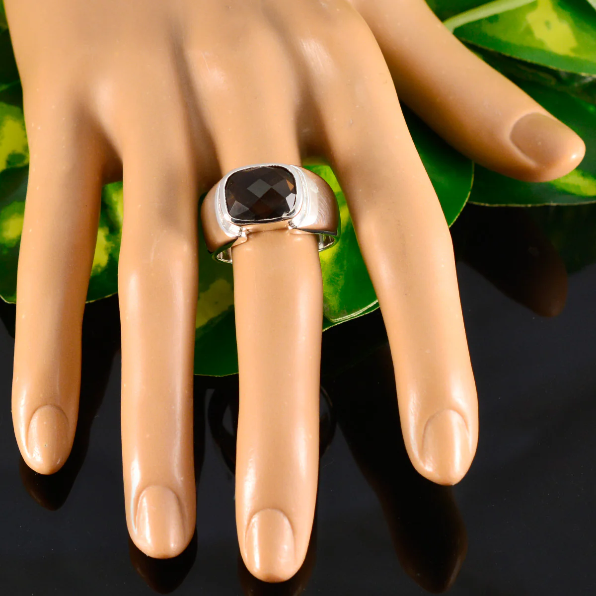 Smoky Quartz Solitaire African 925 Sterling Silver Brown Gems Essential Modern Ring Jewelry - Image 5
