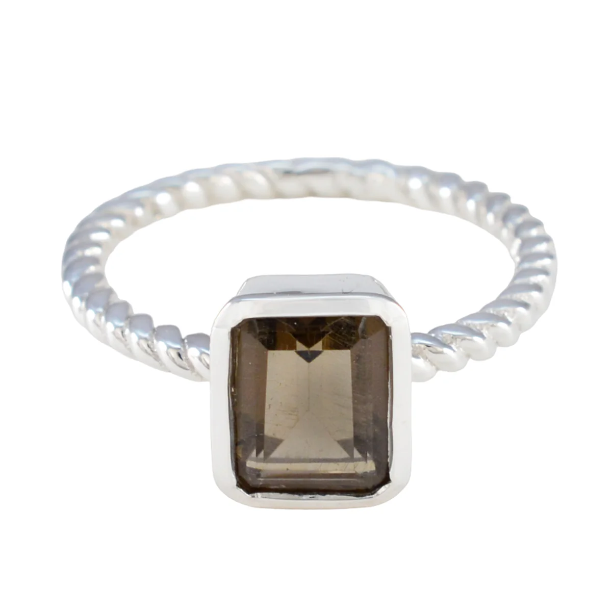 Smoky Quartz Solitaire African 925 Sterling Silver Brown Gems Featherlight Cultural Ring Jewellery