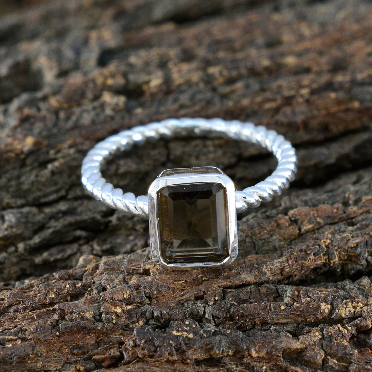 Smoky Quartz Solitaire African 925 Sterling Silver Brown Gems Featherlight Cultural Ring Jewellery - Image 3