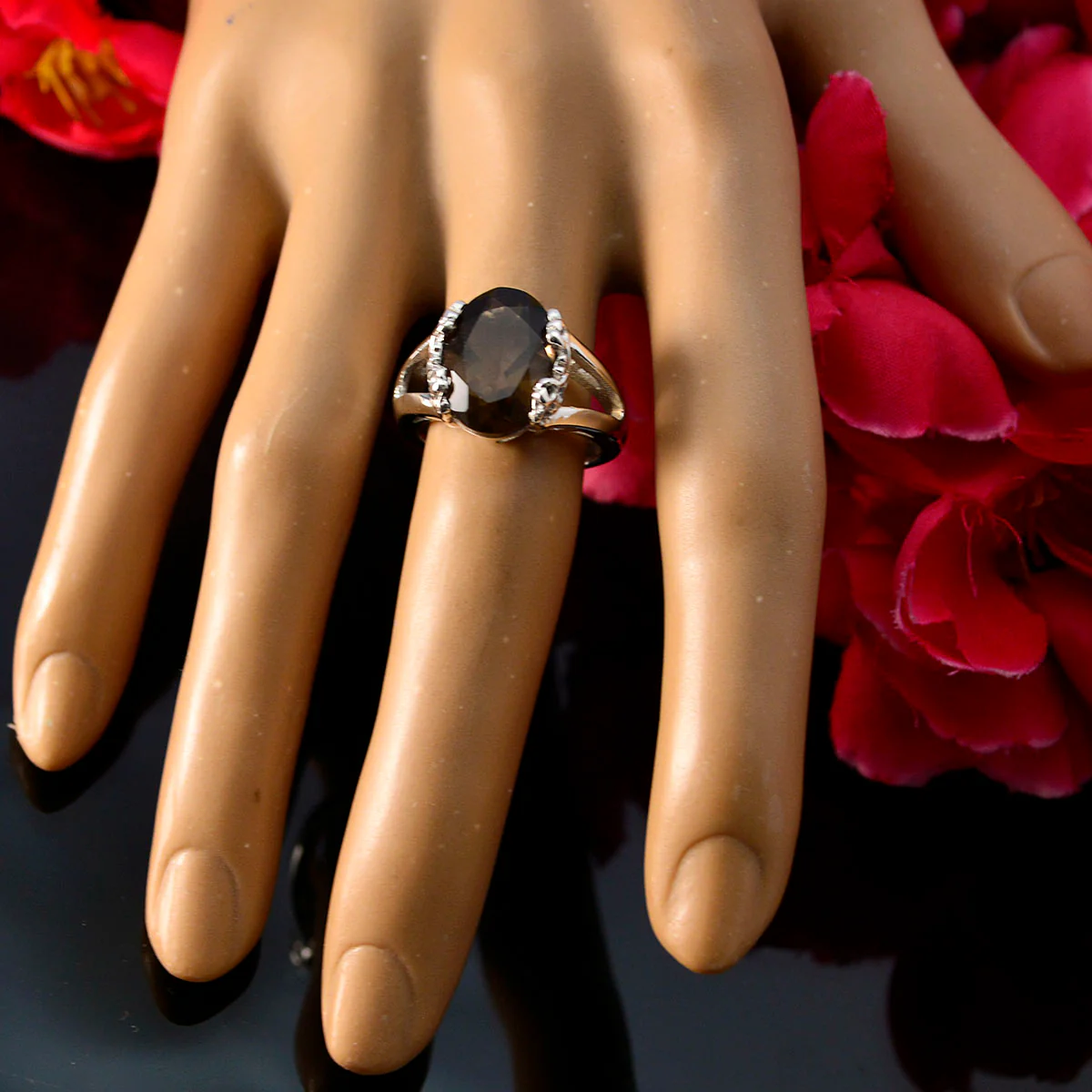 smoky quartz Solitaire African 925 Sterling Silver Brown Gemstones Minimal Artisan Ring Jewellery - Image 6