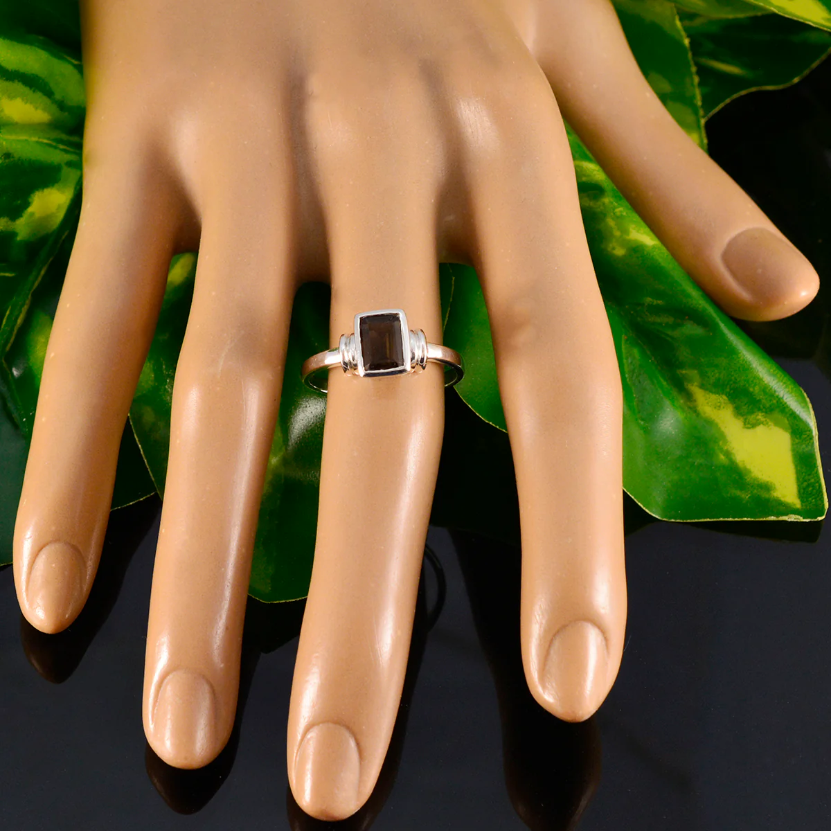 Smoky Quartz Solitaire American 92.5 Silver Brown Gemstones Whisper-thin Modern Ring Jewellery - Image 5