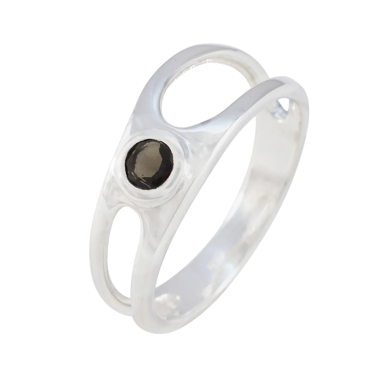 smoky quartz Solitaire American Sterling Silver Brown Gems Dainty Romantic Ring Jewellery - Image 2