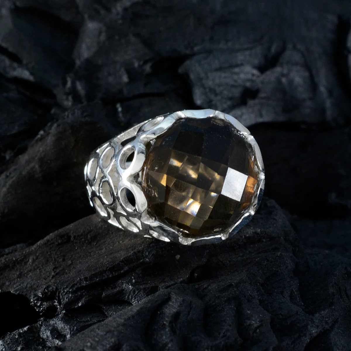 smoky quartz Solitaire Australian 92.5 Silver Brown Gems Classic Filigree Ring Jewelry - Image 5