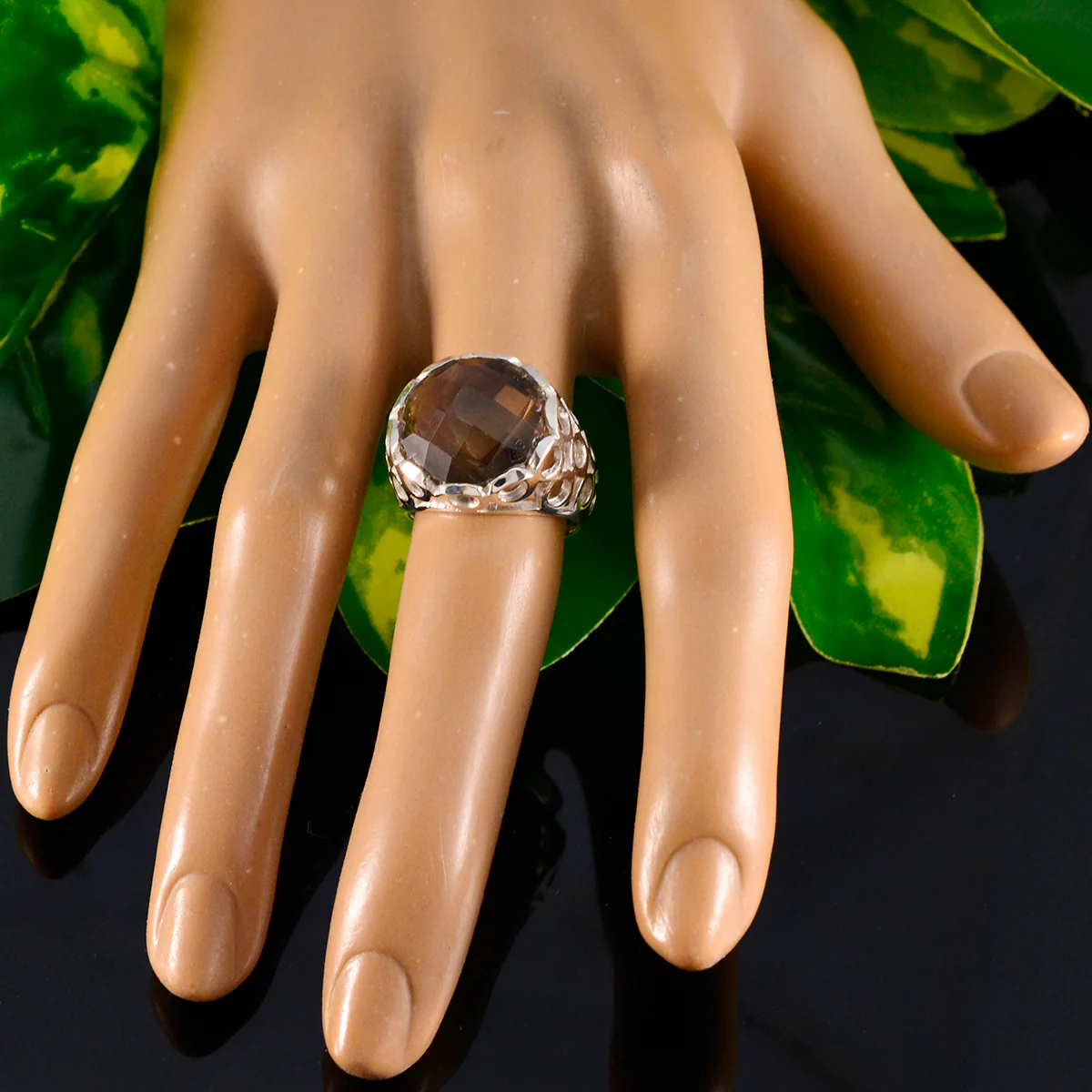 smoky quartz Solitaire Australian 92.5 Silver Brown Gems Classic Filigree Ring Jewelry - Image 6
