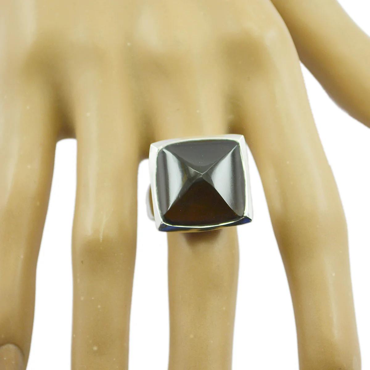 smoky quartz Solitaire Egyptian 92.5 Silver Brown Gemstone Chunky antique Ring Jewellery - Image 2