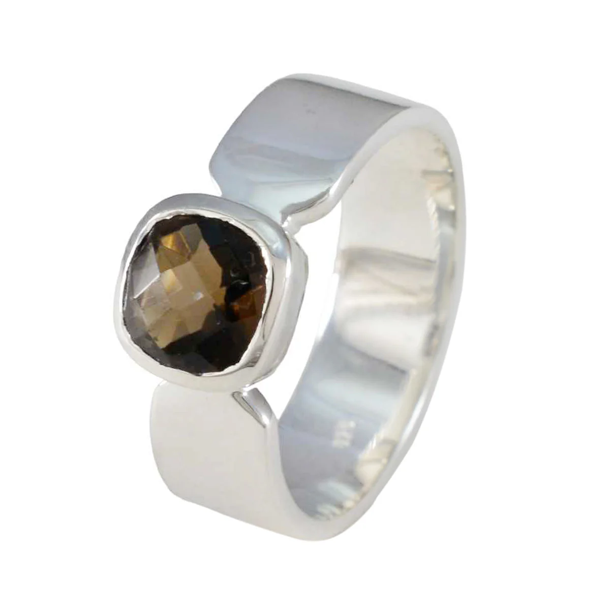 Smoky Quartz Solitaire Egyptian 925 Sterling Silver Brown Gems Classic Contemporary Ring Jewelry - Image 2