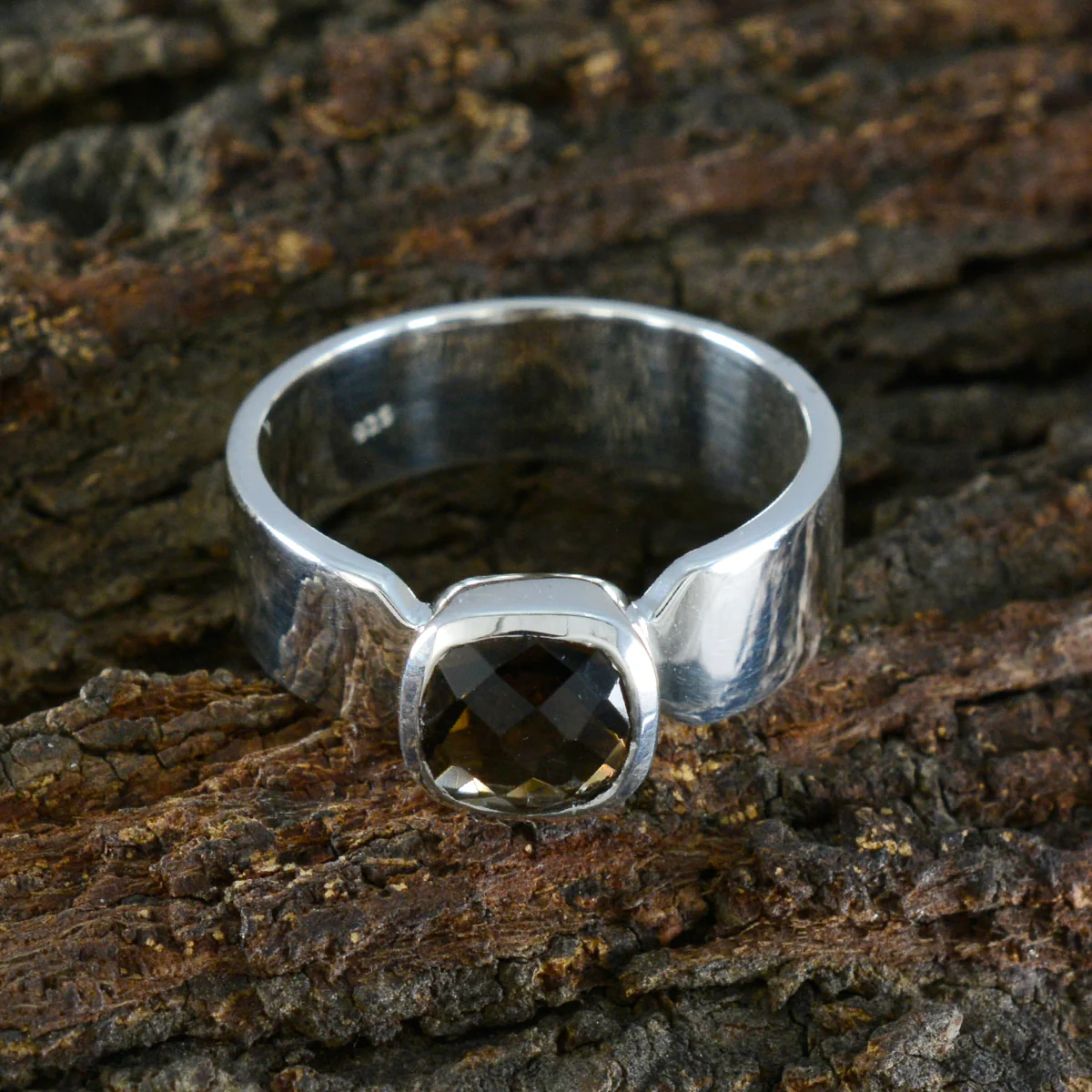 Smoky Quartz Solitaire Egyptian 925 Sterling Silver Brown Gems Classic Contemporary Ring Jewelry - Image 3