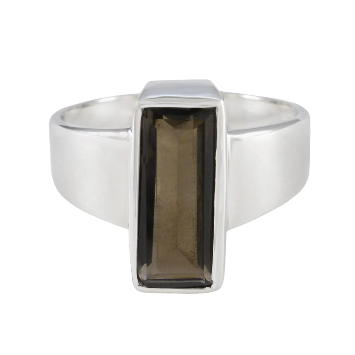 Smoky Quartz Solitaire Egyptian 925 Sterling Silver Brown Gemstones Eye-catching Trendy Ring Jewellery