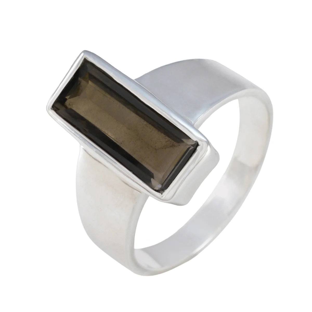 Smoky Quartz Solitaire Egyptian 925 Sterling Silver Brown Gemstones Eye-catching Trendy Ring Jewellery - Image 2