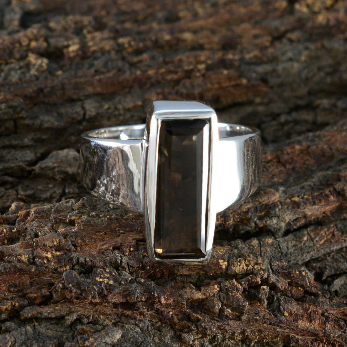Smoky Quartz Solitaire Egyptian 925 Sterling Silver Brown Gemstones Eye-catching Trendy Ring Jewellery - Image 3