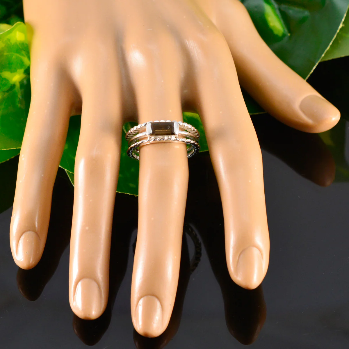 Smoky Quartz Solitaire Egyptian Sterling Silver Brown Gemstone Minimal Sophisticated Ring Jewelry - Image 5