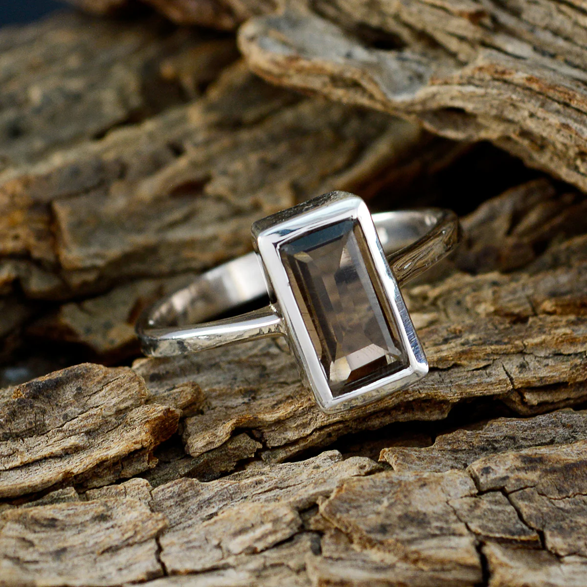smoky quartz Solitaire French 92.5 Silver Brown Gemstone Featherlight Fairytale Ring Jewellery - Image 3
