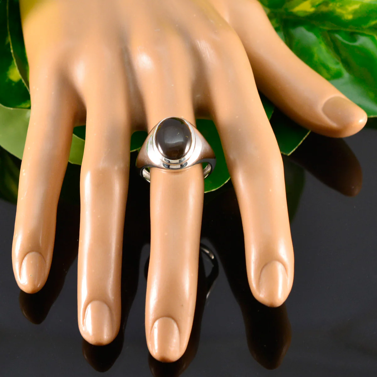 Smoky Quartz Solitaire French Sterling Silver Brown Gemstone Classic Sophisticated Ring Jewelry - Image 5