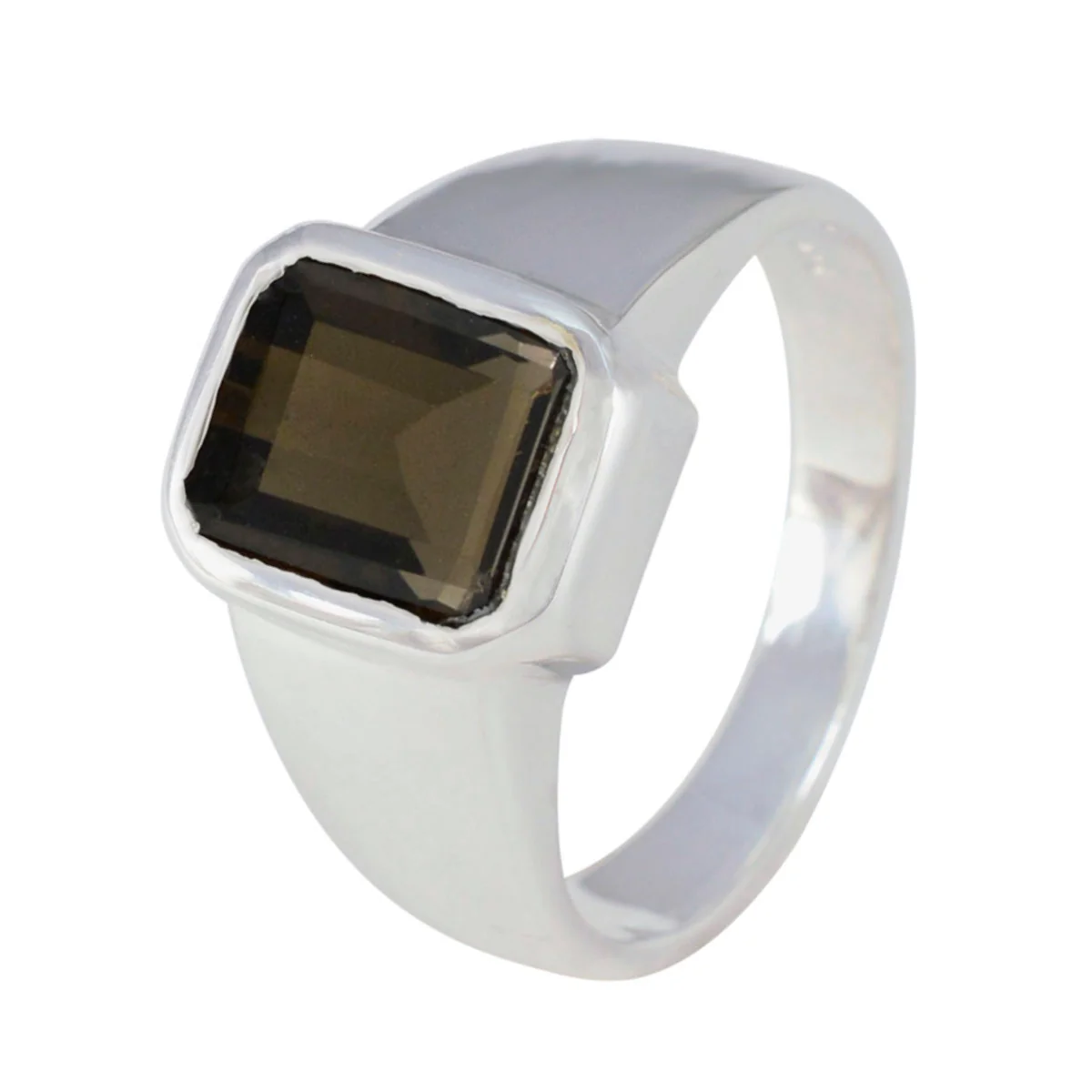 smoky quartz Solitaire German 92.5 Silver Brown Gemstone Mid-weight Signet Ring Jewellery - Image 2