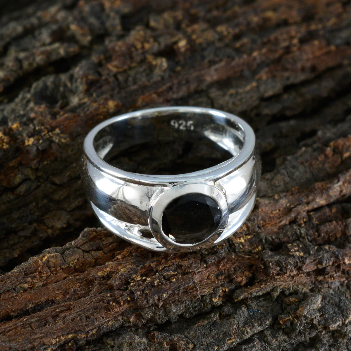 Smoky Quartz Solitaire German 925 Silver Brown Gems Classic Modern Ring Jewelry - Image 3