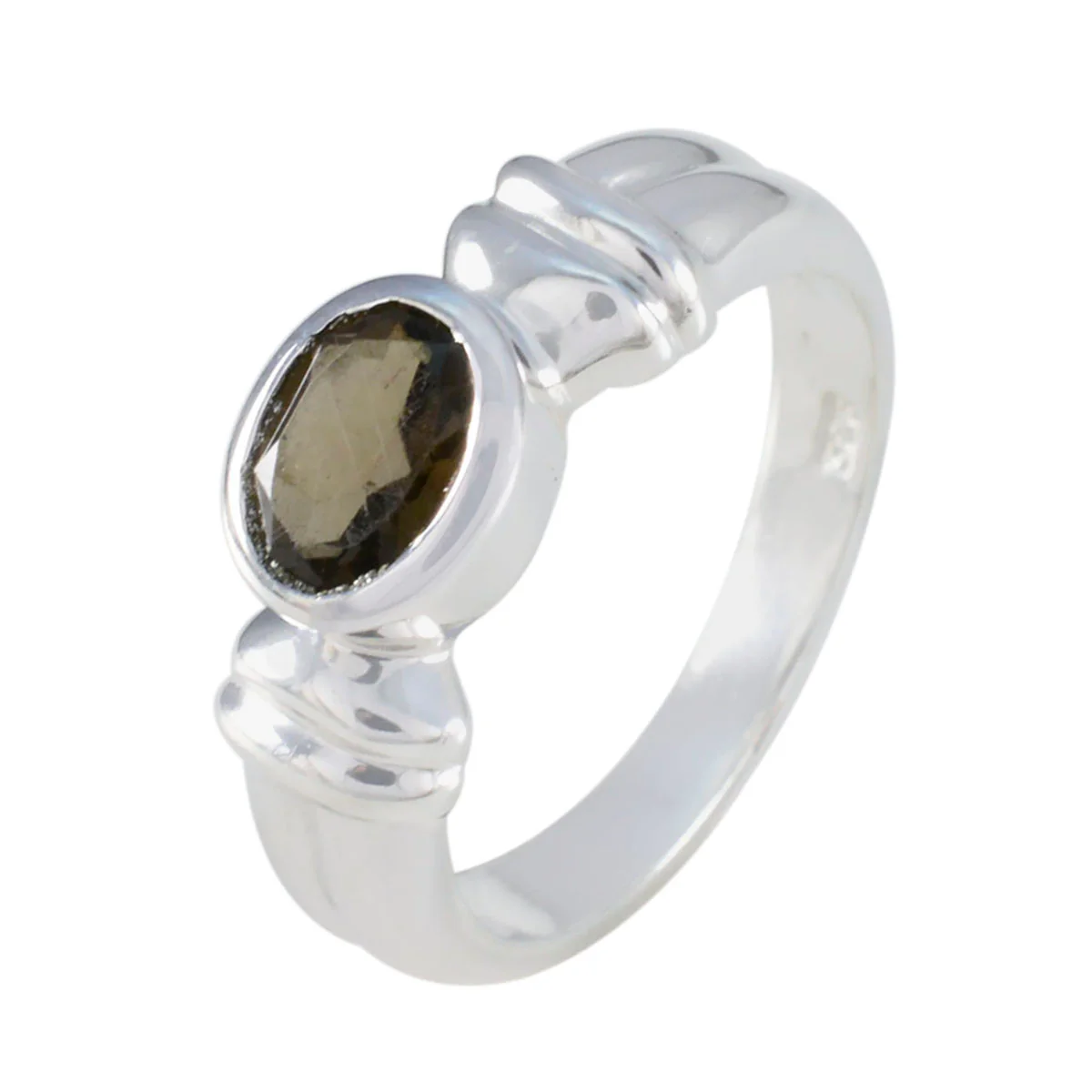 Smoky Quartz Solitaire German 925 Silver Brown Gemstones Classic Luxurious Ring Jewellery - Image 2