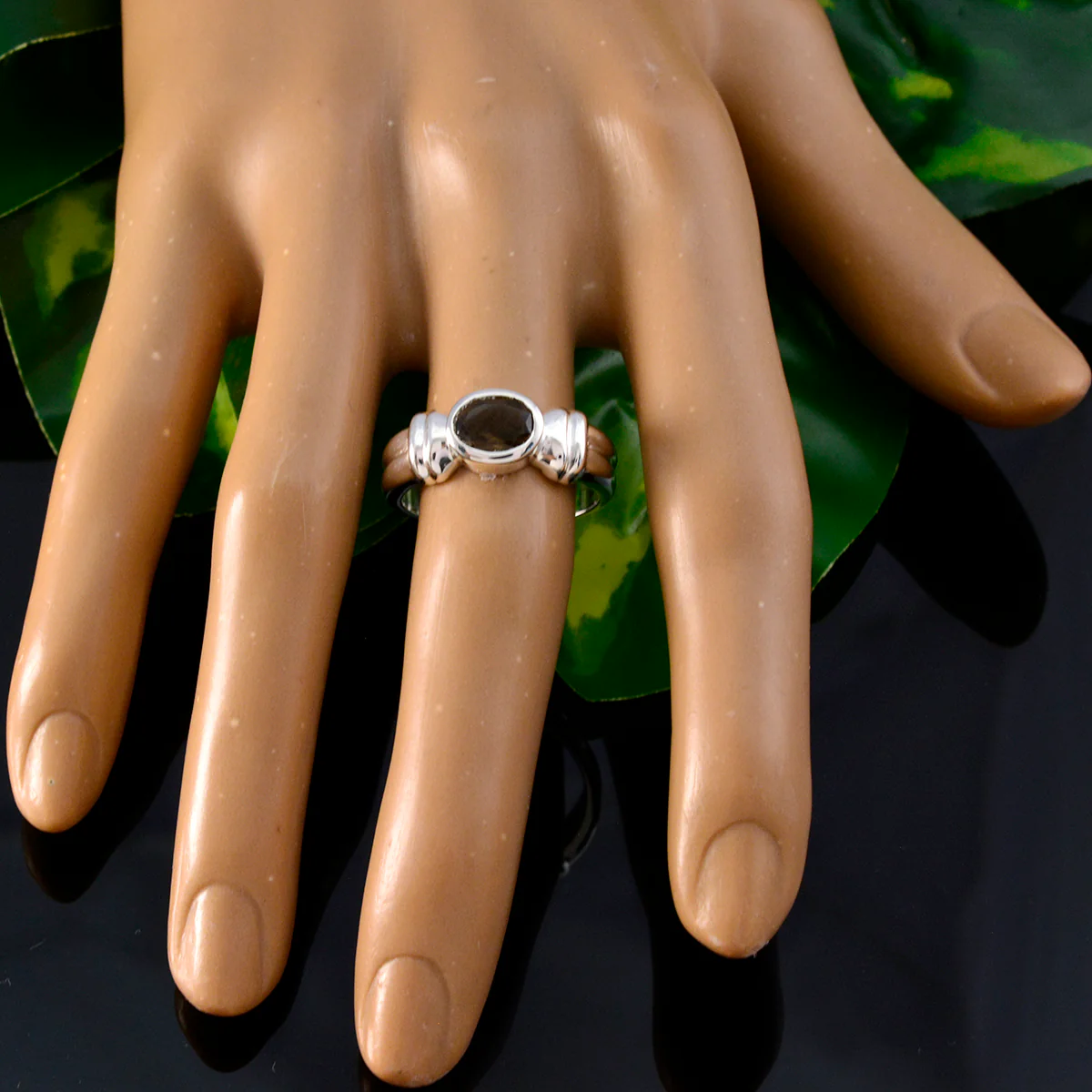 Smoky Quartz Solitaire German 925 Silver Brown Gemstones Classic Luxurious Ring Jewellery - Image 5