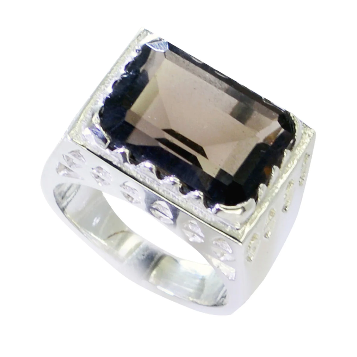 smoky quartz Solitaire German 925 Sterling Silver Brown Gemstones Chunky Traditional Ring Jewellery - Image 2