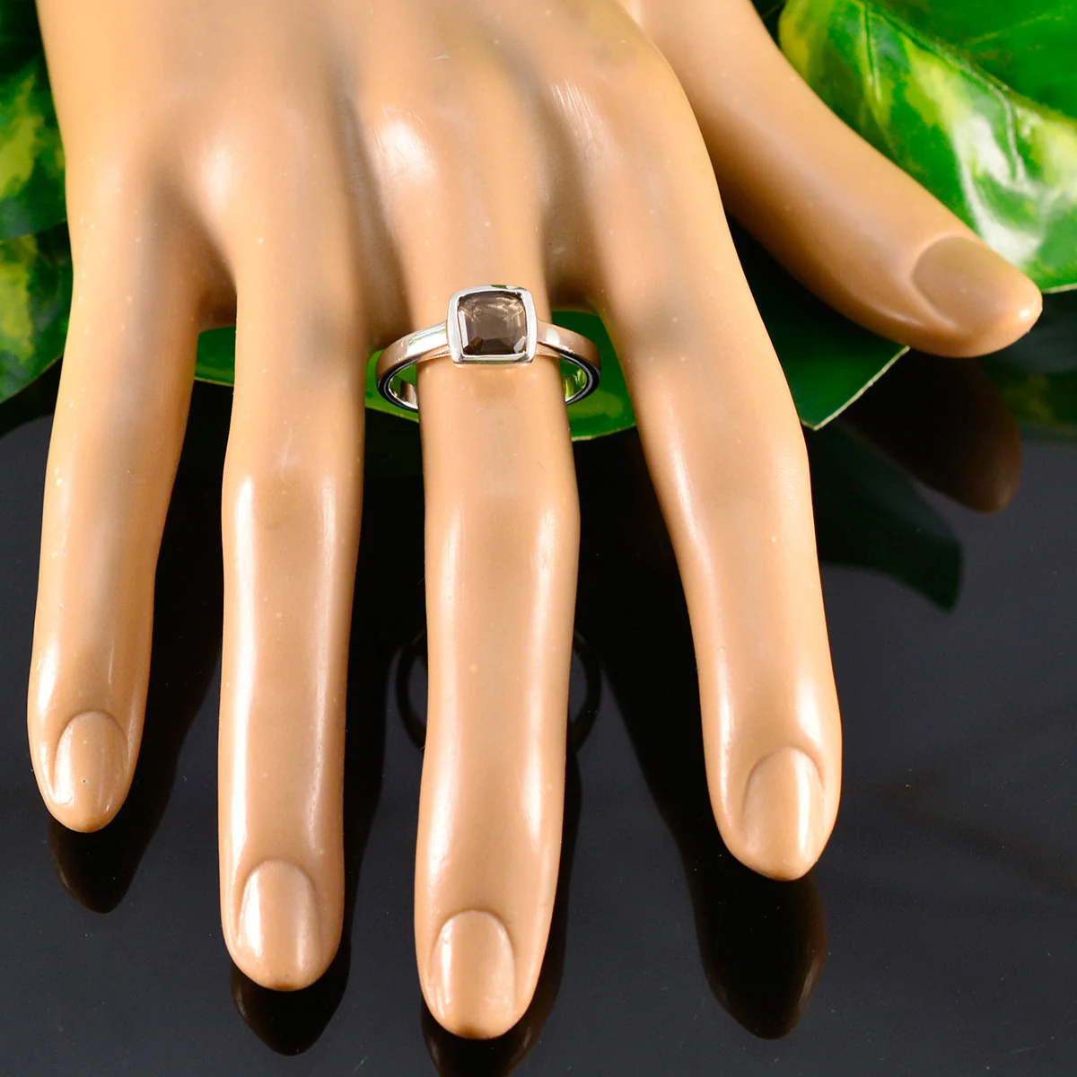 Smoky Quartz Solitaire German 925 Sterling Silver Brown Gemstones Featherlight Sophisticated Ring Jewelry - Image 5