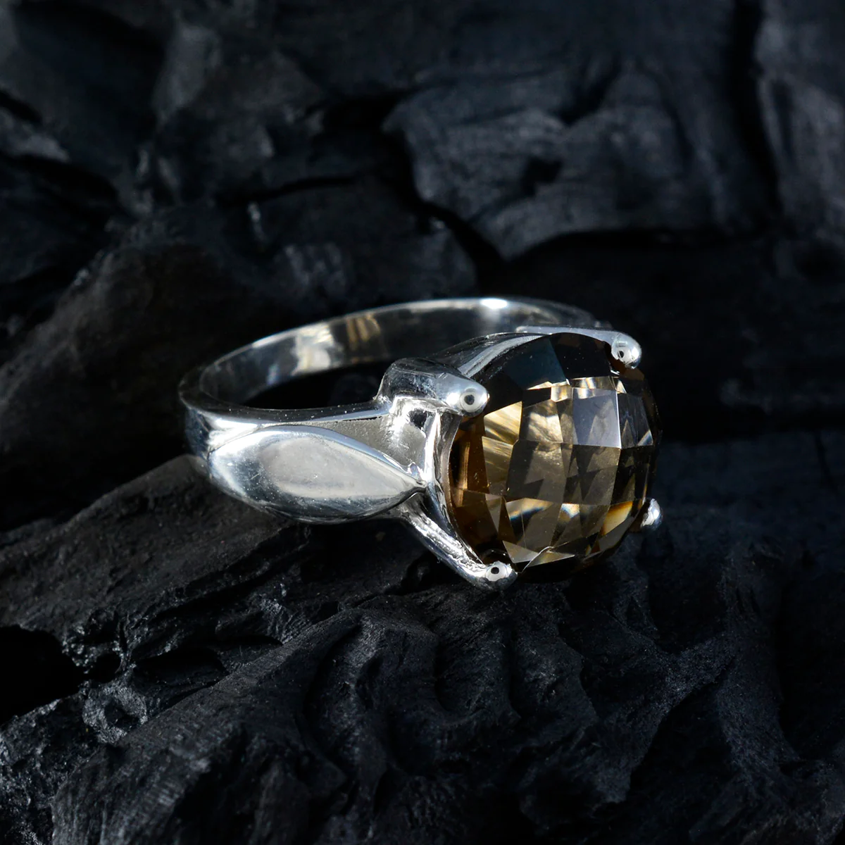 smoky quartz Solitaire Indian 925 Silver Brown Gemstone Essential Fairytale Ring Jewellery - Image 4