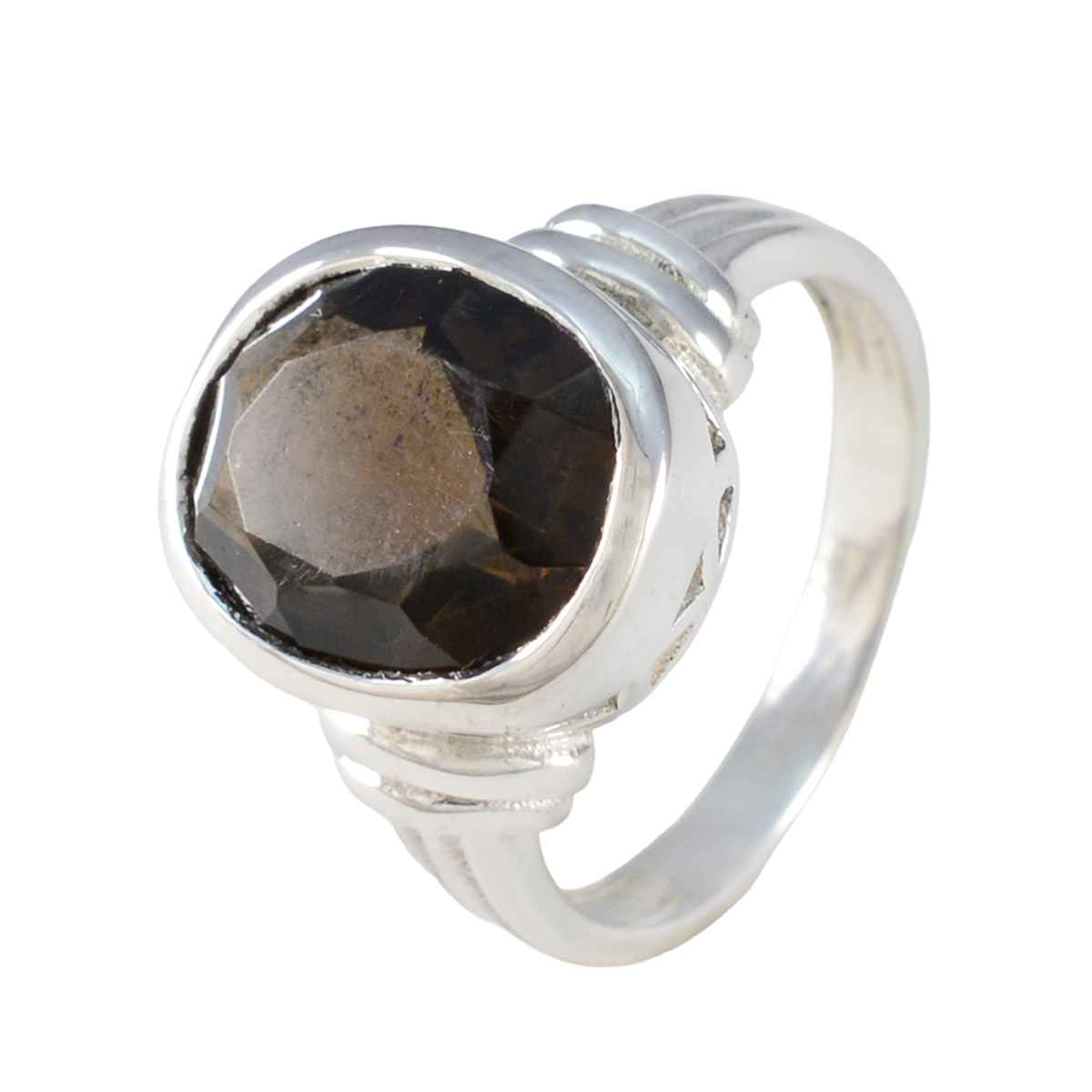 Smoky Quartz Solitaire Indian 925 Sterling Silver Brown Gemstone Minimal Traditional Ring Jewelry - Image 2