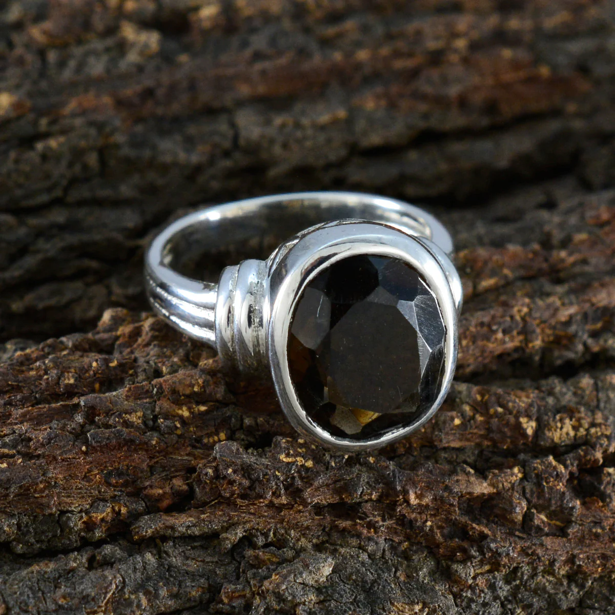 Smoky Quartz Solitaire Indian 925 Sterling Silver Brown Gemstone Minimal Traditional Ring Jewelry - Image 3