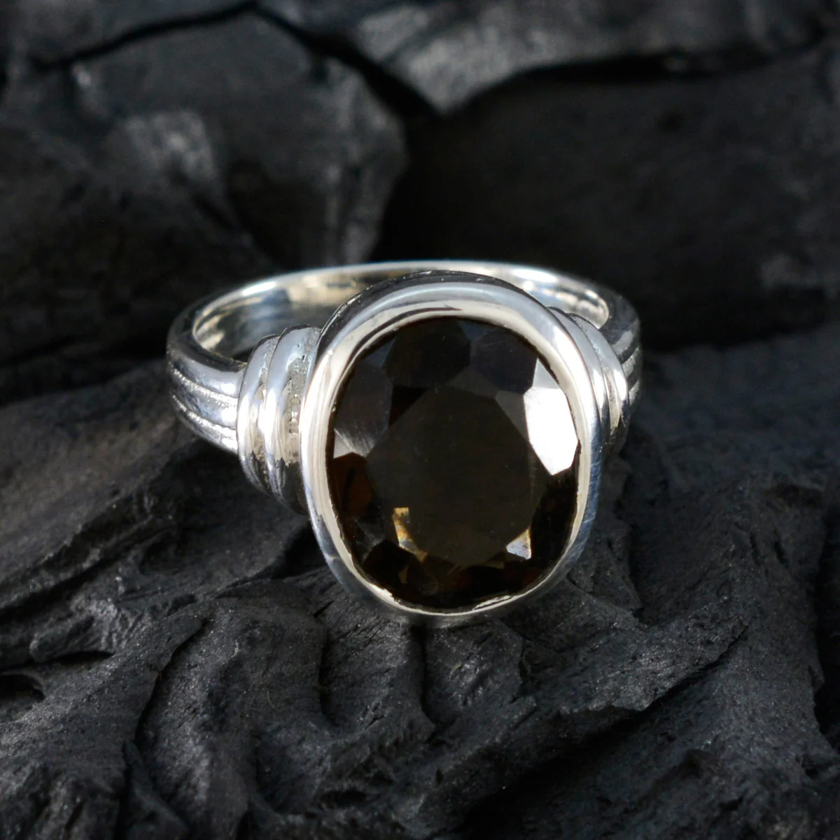 Smoky Quartz Solitaire Indian 925 Sterling Silver Brown Gemstone Minimal Traditional Ring Jewelry - Image 4