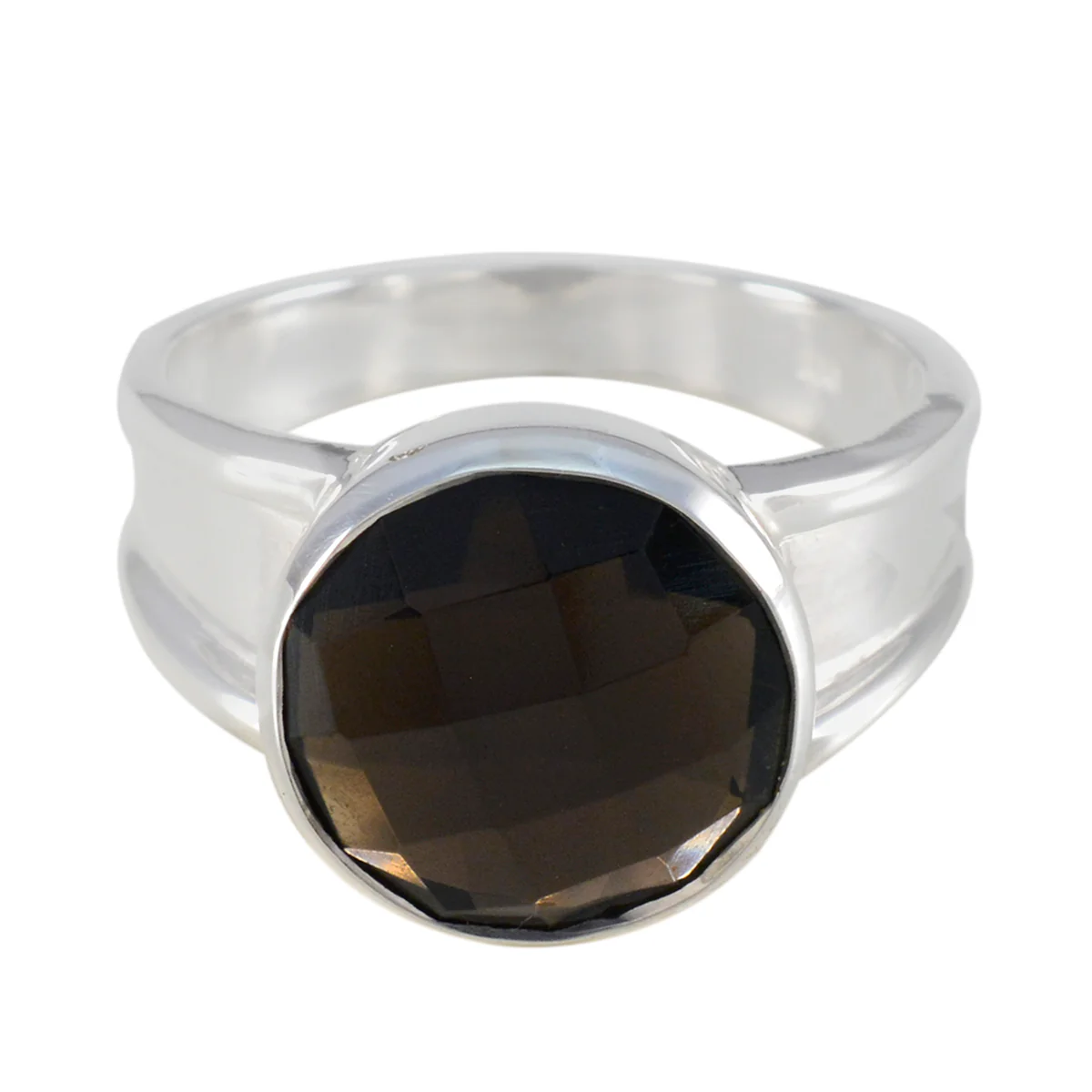 Smoky Quartz Solitaire Indian 925 Sterling Silver Brown Gemstones Versatile Feminine Ring Jewelry