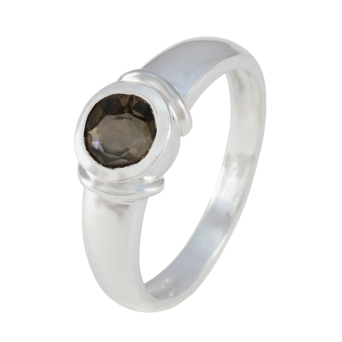 Smoky Quartz Solitaire Indian Sterling Silver Brown Gems Featherlight Feminine Ring Jewellery - Image 2