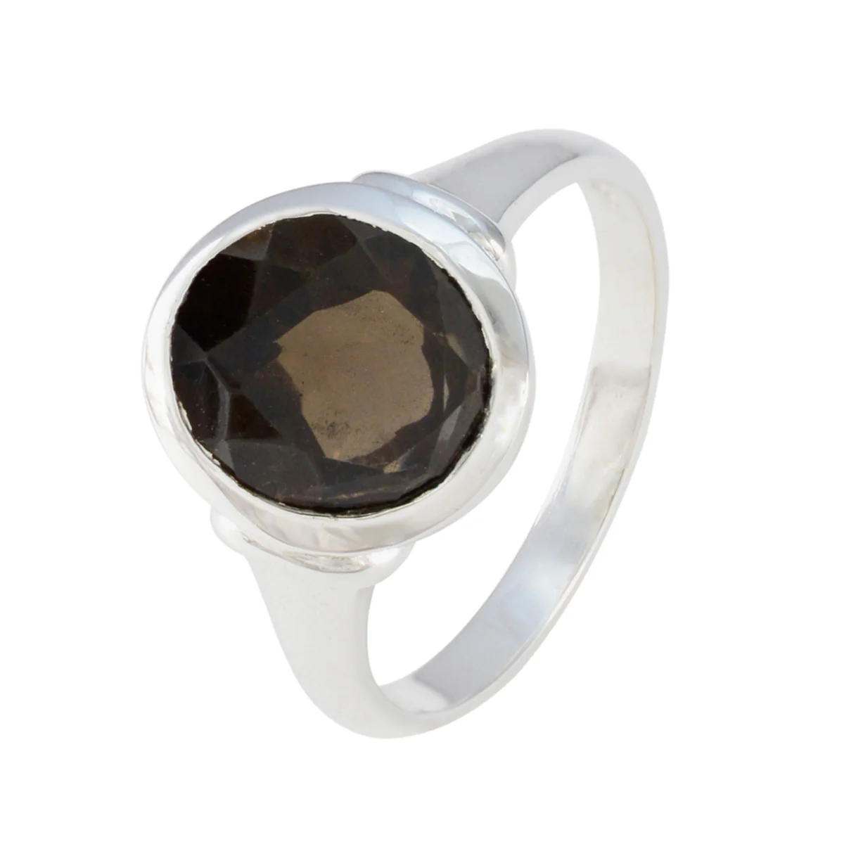 Smoky Quartz Solitaire Indian Sterling Silver Brown Gems Minimal Boho Ring Jewellery - Image 2