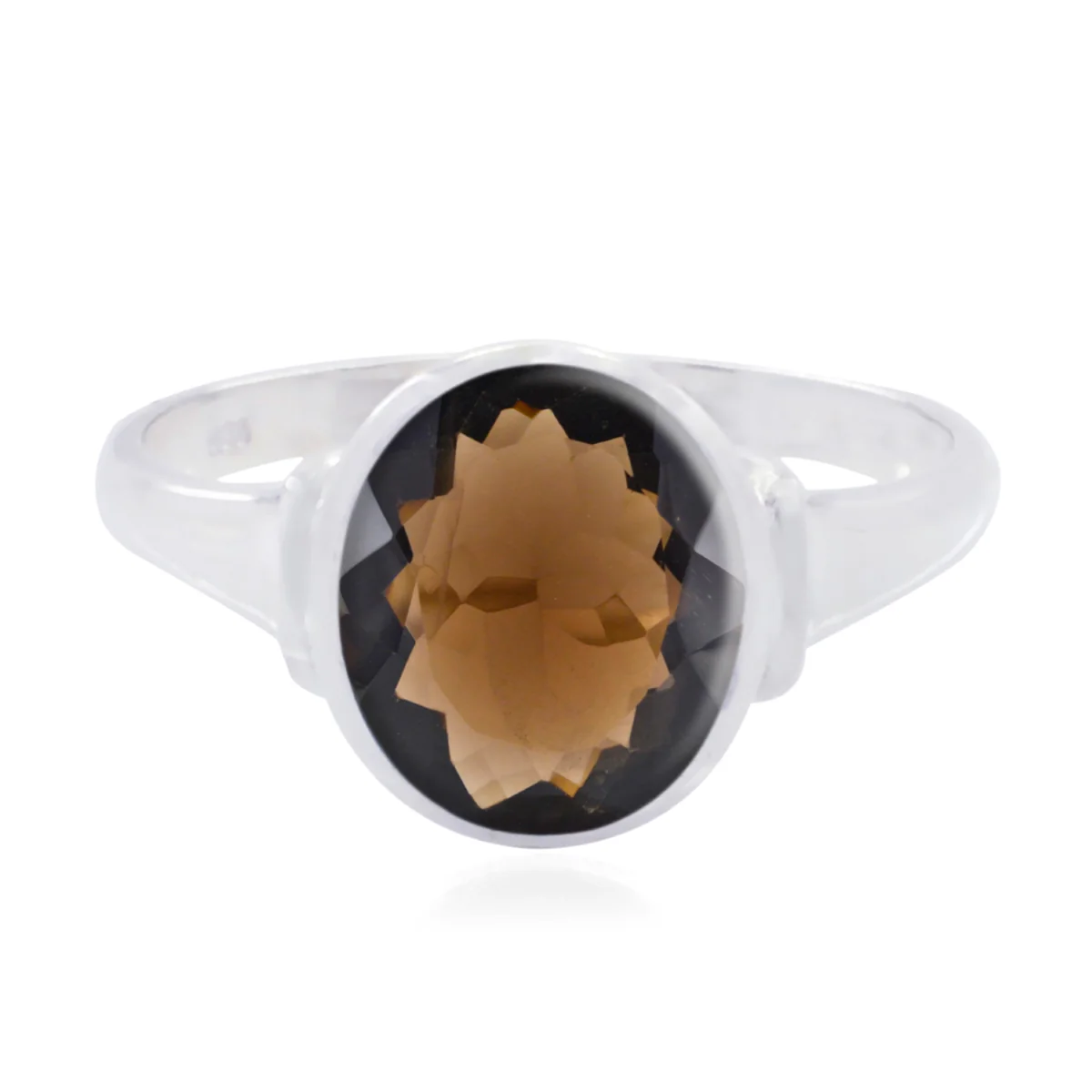 Smoky Quartz Solitaire Indian Sterling Silver Brown Gems Minimal Boho Ring Jewellery - Image 3