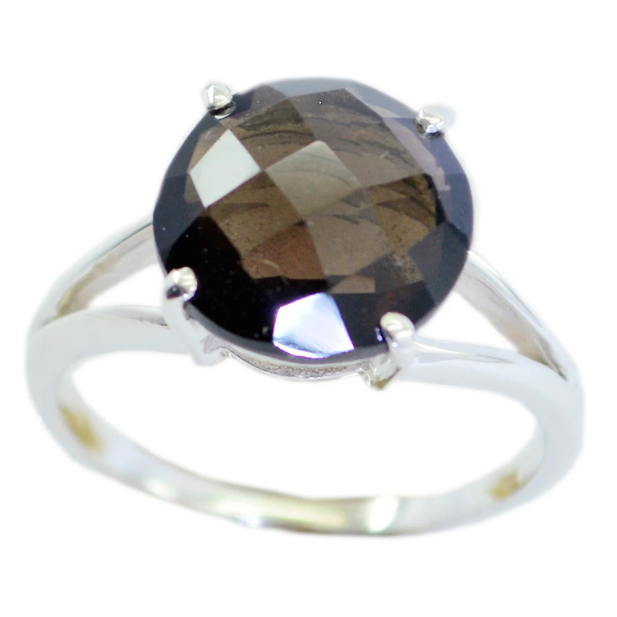 smoky quartz Solitaire Japanese 92.5 Silver Brown Gemstone Whisper-thin Feminine Ring Jewelry