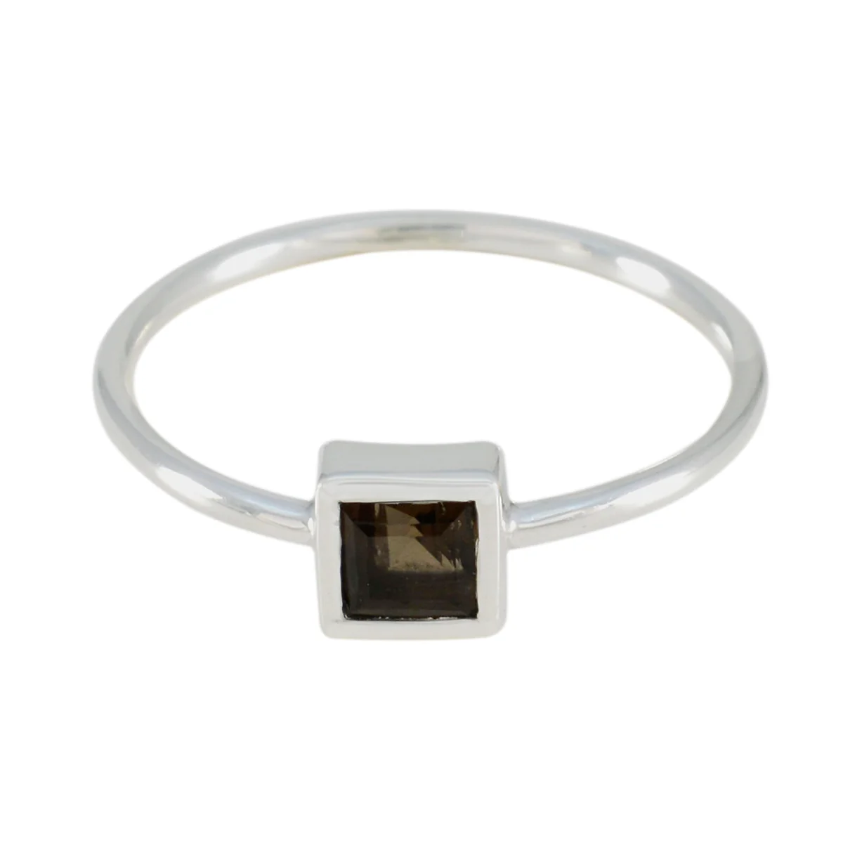 Smoky Quartz Solitaire Japanese 925 Sterling Silver Brown Gems Elegant  Graceful Ring Jewelry