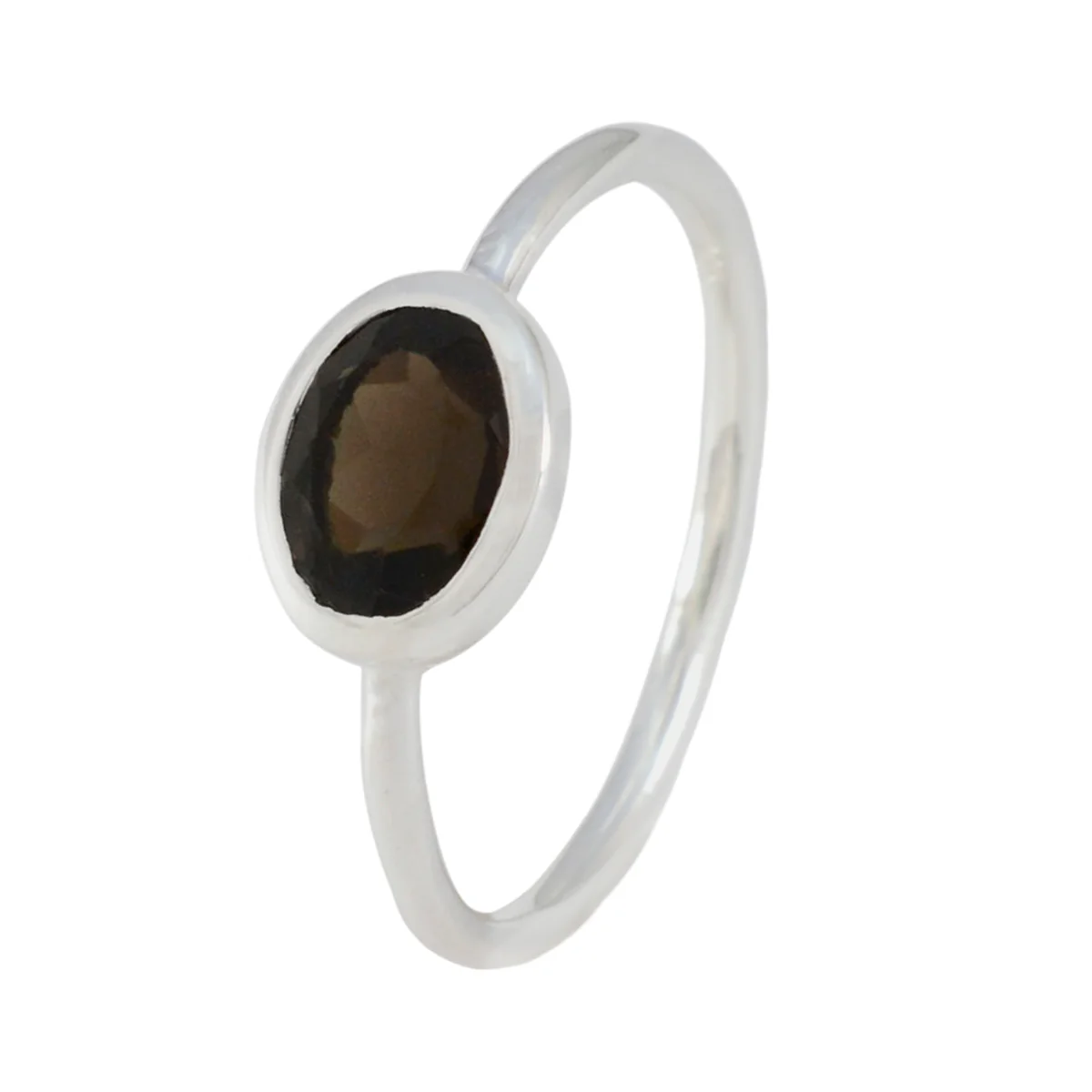 Smoky Quartz Solitaire Japanese 925 Sterling Silver Brown Gemstones Elegant Sophisticated Ring Jewellery - Image 2