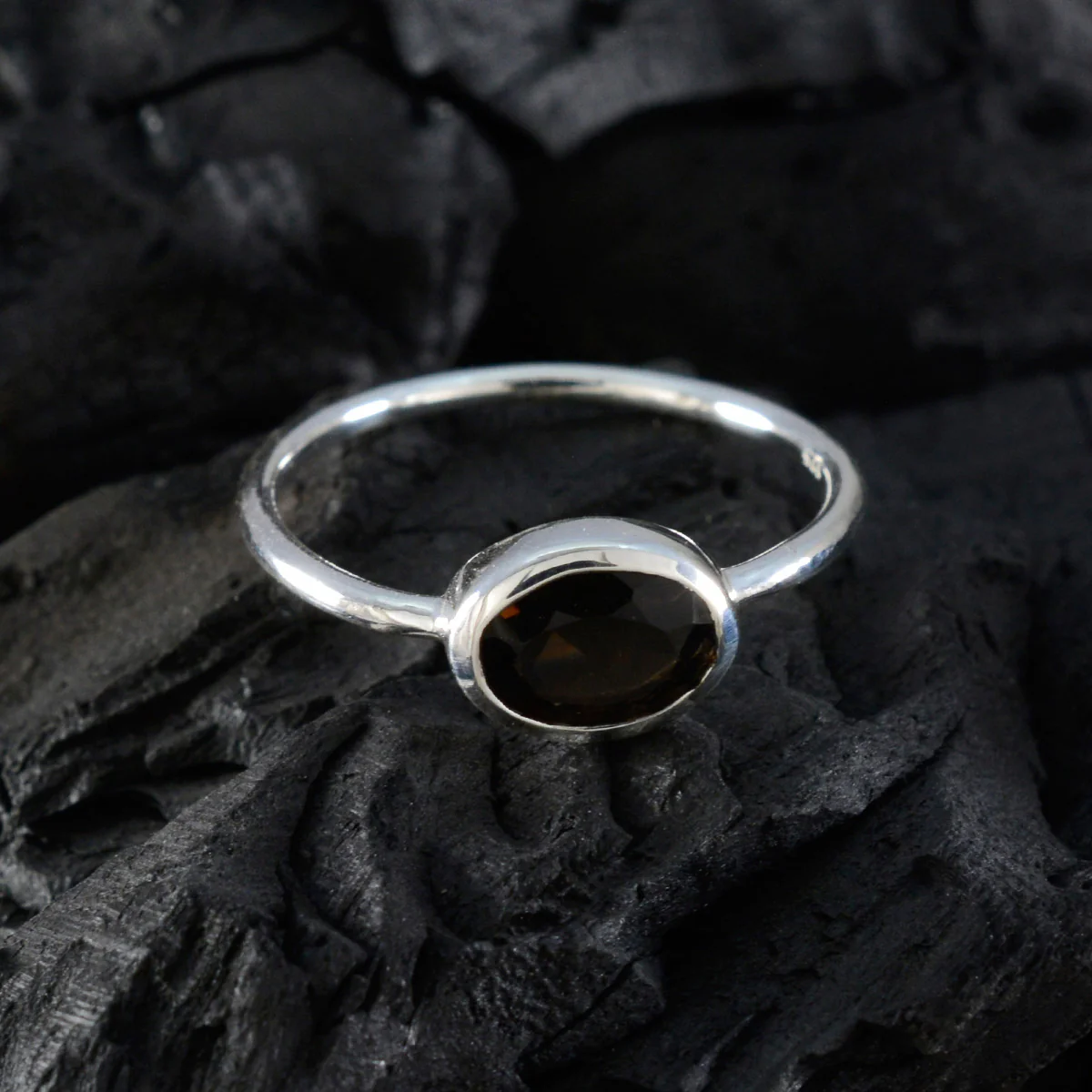 Smoky Quartz Solitaire Japanese 925 Sterling Silver Brown Gemstones Elegant Sophisticated Ring Jewellery - Image 4