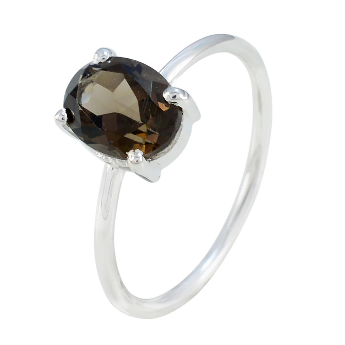Smoky Quartz Solitaire Japanese Sterling Silver Brown Gems Elegant Romantic Ring Jewellery - Image 2