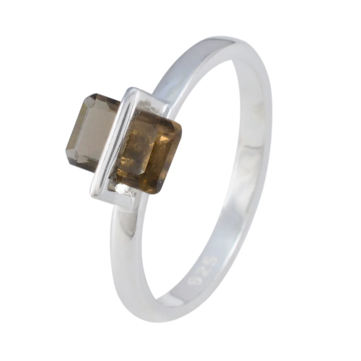 Smoky Quartz Solitaire Korean 925 Sterling Silver Brown Gems Dainty Graceful Ring Jewellery - Image 2