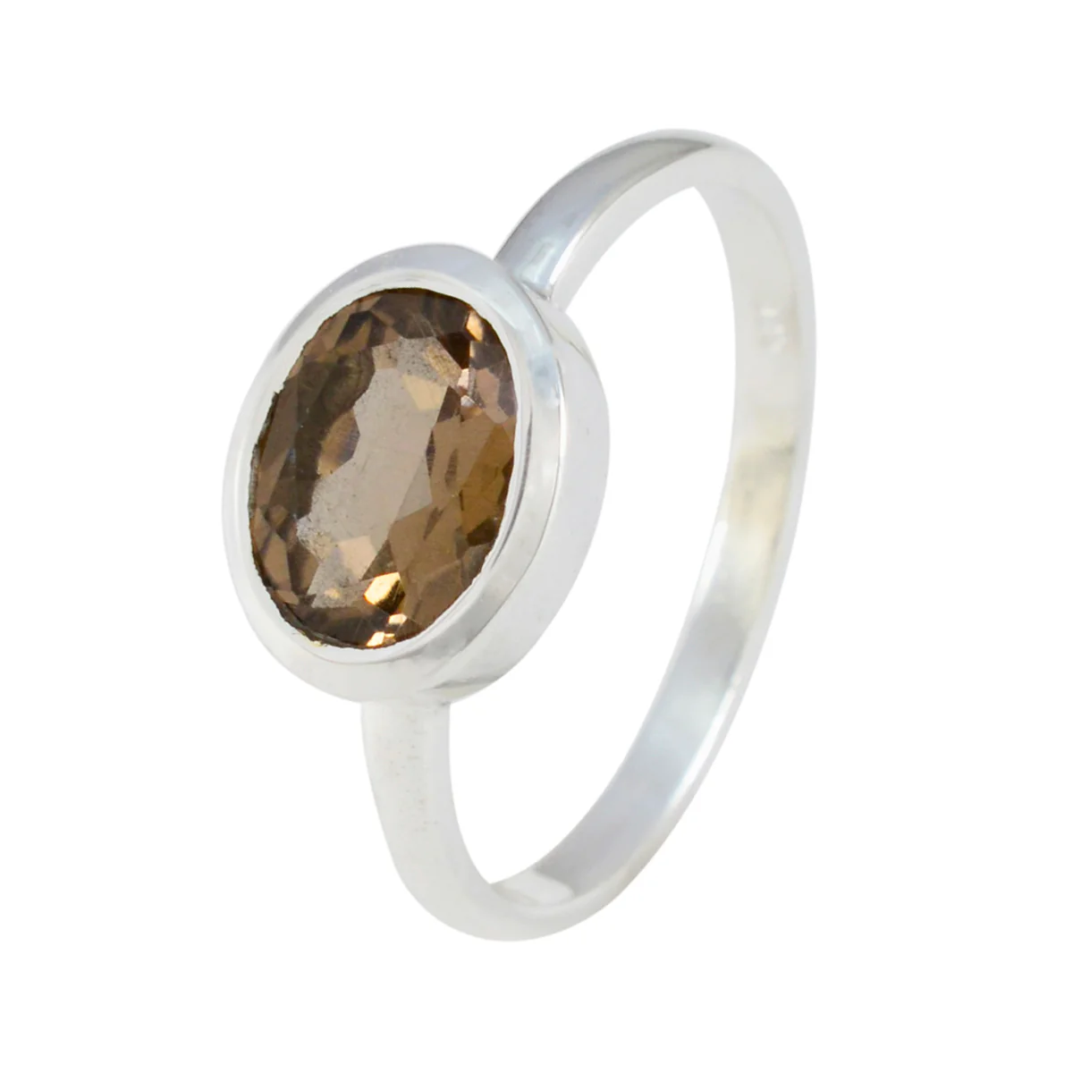 Smoky Quartz Solitaire Korean 925 Sterling Silver Brown Gemstone Dainty Modern Ring Jewellery - Image 2