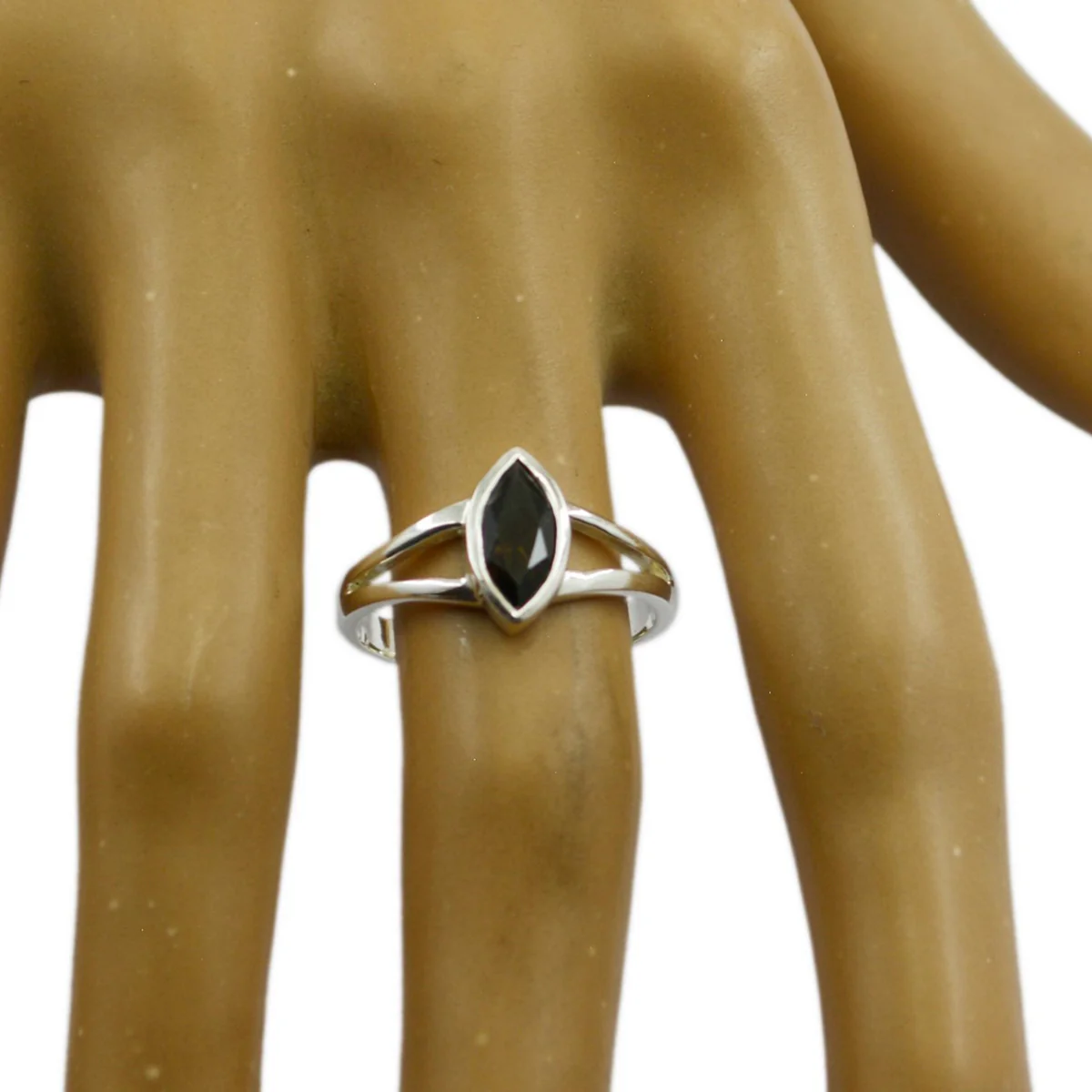 smoky quartz Solitaire Korean 925 Sterling Silver Brown Gemstones Dainty Geometric Ring Jewellery - Image 3