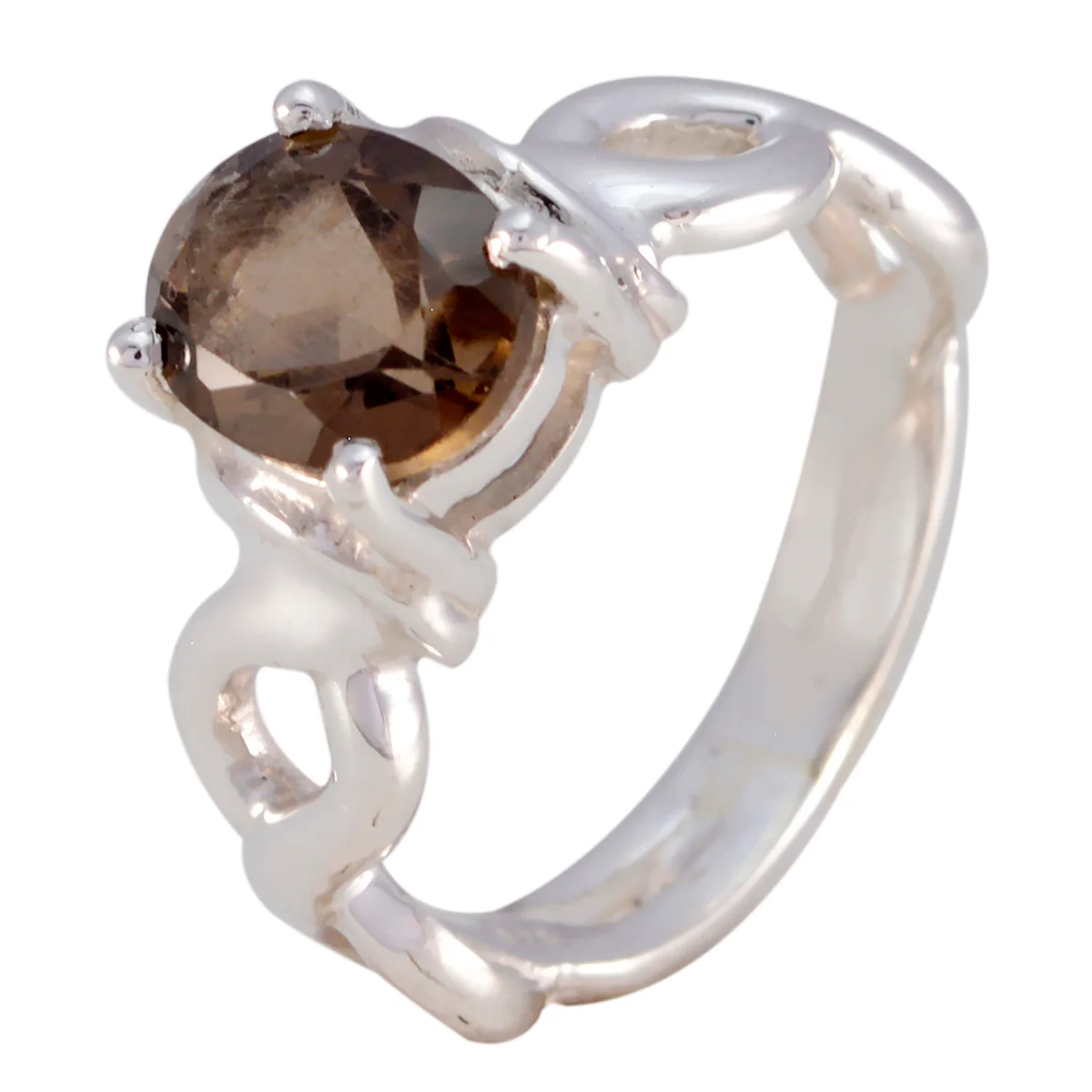 smoky quartz Solitaire Latin American Sterling Silver Brown Gemstones Eye-catching Rope-Wire Ring Jewellery - Image 2
