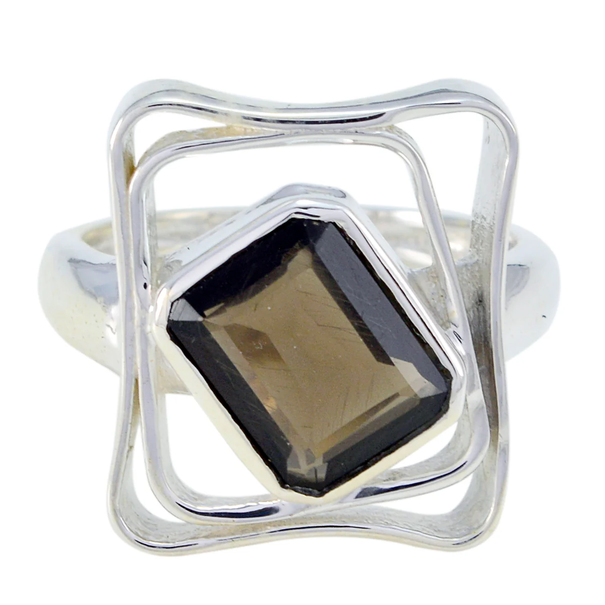 smoky quartz Solitaire Moroccan Silver Brown Gemstones Mid-weight Signet Ring Jewellery