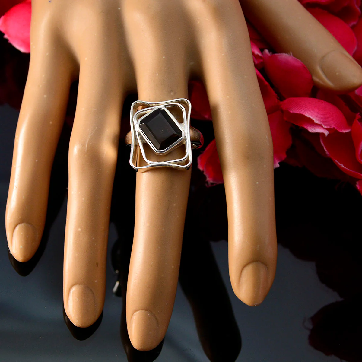 smoky quartz Solitaire Moroccan Silver Brown Gemstones Mid-weight Signet Ring Jewellery - Image 5