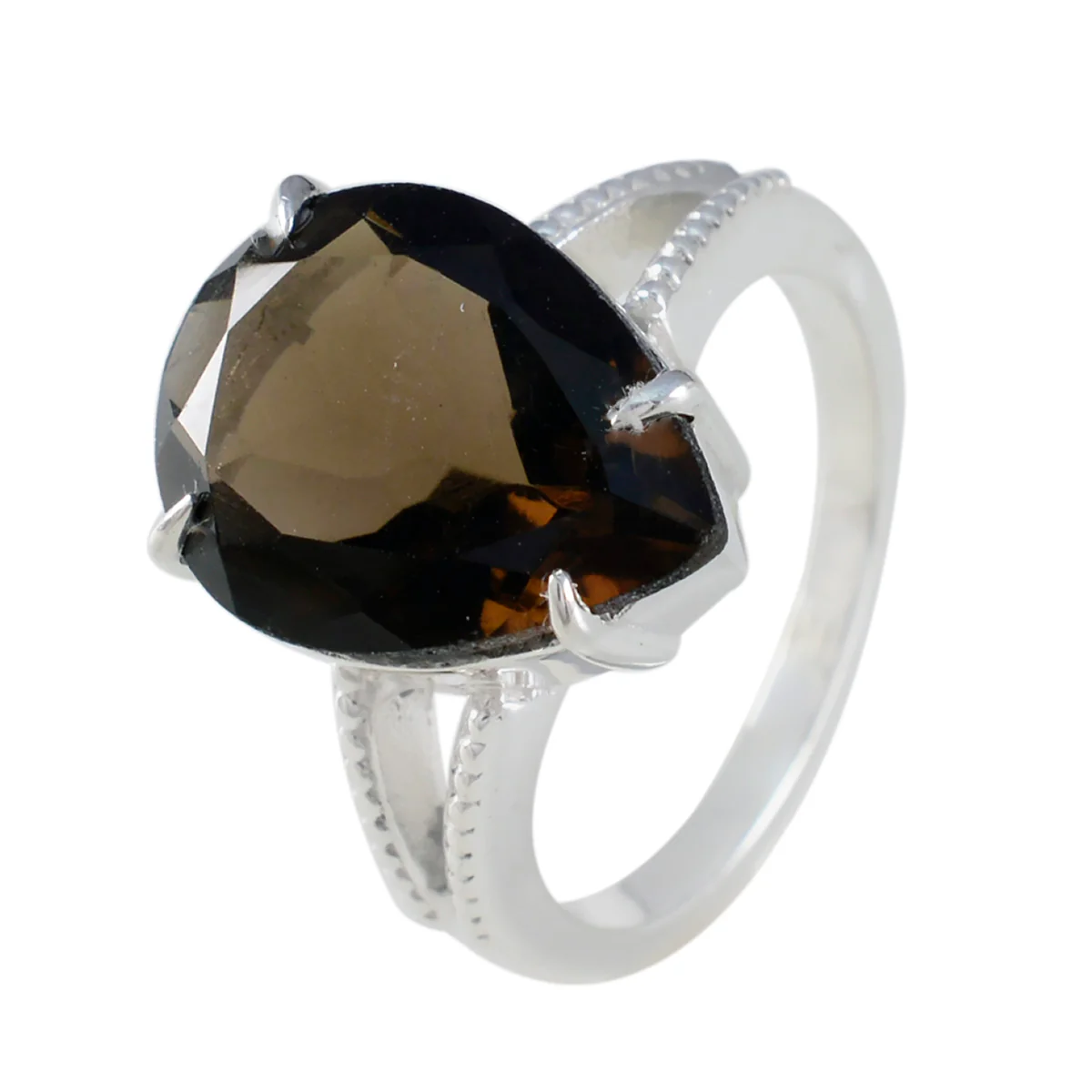 smoky quartz Solitaire Russian 925 Sterling Silver Brown Gems Versatile Sophisticated Ring Jewellery - Image 2