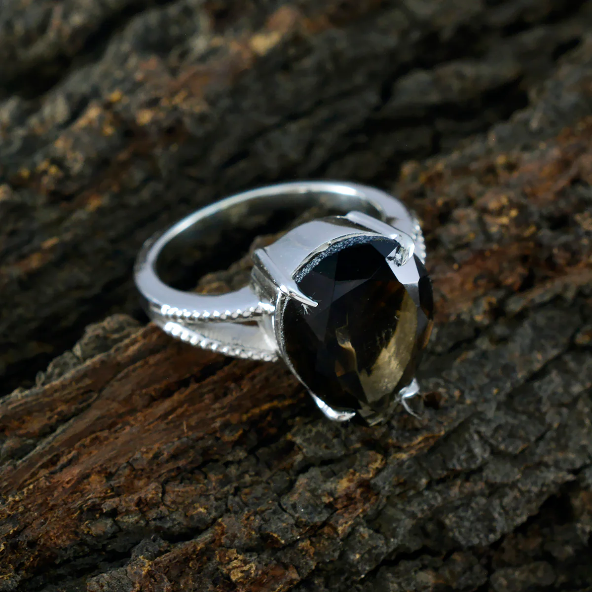 smoky quartz Solitaire Russian 925 Sterling Silver Brown Gems Versatile Sophisticated Ring Jewellery - Image 4